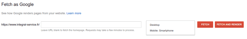 Fetch as google dans les Google Webmaster Tools